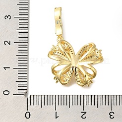 Ciondolo europeo in ottone micro pavé di zirconi cubici trasparenti&nbsp;KK-K388-66G
