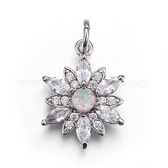 Colgante micropavé cubic zirconia de latón&nbsp;ZIRC-F091-02-P