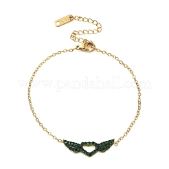Valentinstag-Armband aus Edelstahl 304 mit Strassherz und Engelsflügeln&nbsp;SA-CBA5F76-01G