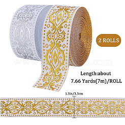 2 Rolle 2 Farben Polyester-Seiden-Ripsband im Ethno-Stil&nbsp;OCOR-GF0003-68
