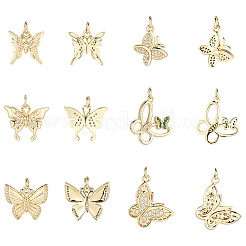 12 pièces en laiton micro pavé pendentifs en zircone cubique claire&nbsp;KK-BBC0023-92G