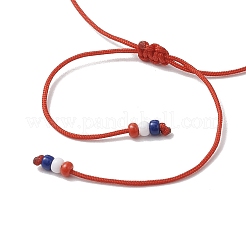 3 Stück 3 Farben Unabhängigkeitstag natürlicher Karneol & weißer Jade & gefärbter gelber Jade Edelstein runde Perlen geflochtene Armbänder&nbsp;BJEW-MZ00178