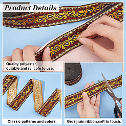 Rubans floraux jacquard polyester style ethnique 9m&nbsp;OCOR-WH0085-38