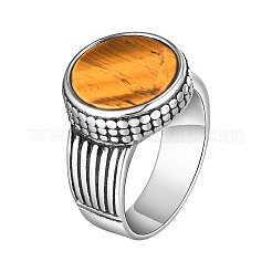 304 Edelstahl mit natürlichem Tigerauge Fingerringe für Männer&nbsp;FS-WGE1297-04