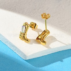 Ohrstecker aus Messing mit Mikropavé-Zirkonia für Damen&nbsp;EJEW-B111-01G-01
