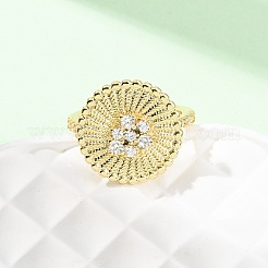 Anillos de puño de latón ajustables con micro pavé de circonita cúbica para mujer&nbsp;RJEW-B139-07G-01