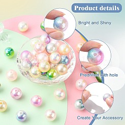 50 pièces placage uv opaque arc-en-ciel perles acryliques irisées&nbsp;SACR-CJ0001-42