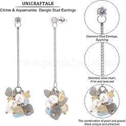 Aretes colgantes de citrino natural&nbsp;EJEW-UN0002-08