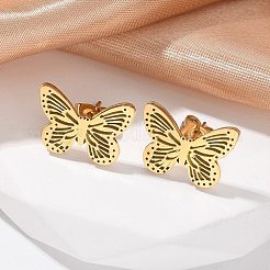 Schmetterling 304 Edelstahl Ohrstecker&nbsp;EJEW-L287-061G