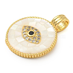 Placage de crémaillère en laiton micro pavé pendentifs en zircone cubique claire&nbsp;KK-Z063-14G-02