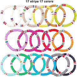 Handgemachte Polymer Clay heishi Perlen Stretch Armbänder&nbsp;BJEW-GA0001-01