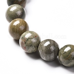 Natürliches Silberblatt-Jaspis-Perlen-Stretch-Armband für Männer und Frauen&nbsp;BJEW-JB06824-02