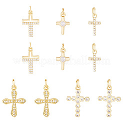 10 pz 5 pendenti in ottone con micro pavé di zirconi cubici&nbsp;KK-TA0002-05