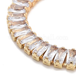 Braccialetti con cursore a catena rettangolare in ottone con pavé di zirconi trasparenti&nbsp;BJEW-B094-05B-G