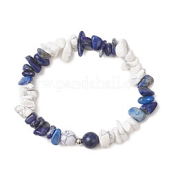 3 bracciale elastico con perline di lapislazzuli naturali e howlite sintetica per donna&nbsp;BJEW-JB12959