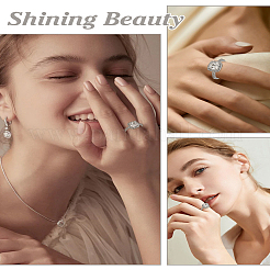 1 Stück Messing-Fingerringe mit Mikropflaster und Zirkonia für Damen&nbsp;RJEW-LP0001-27