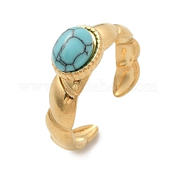 Anillos de dedo de turquesa natural&nbsp;RJEW-Q006-01G-G