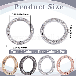 8 Stück 4 Farben Legierung Kristall Strass Feder Tor Ringe&nbsp;FIND-GF0007-70