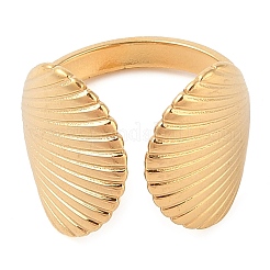 Ionenplattierung (IP) 304 Edelstahl Muschelform offene Manschettenringe für Frauen&nbsp;RJEW-Z057-02G
