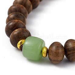 Braccialetto elastico con perline di legno&nbsp;BJEW-H566-10B