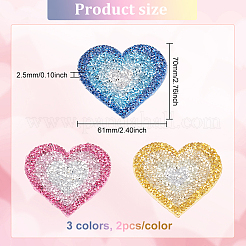 6 Stück 3 Farben Herz Hotfix Strass&nbsp;DIY-FG0003-53