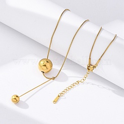 Collar con colgante de bola redonda de acero inoxidable 304 y cadena de serpiente.&nbsp;NJEW-U028-03G