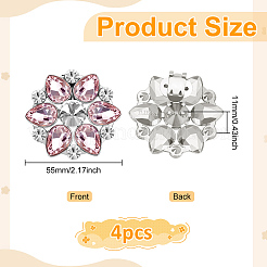 4 Stück Blumenlegierung mit Glas-Strass-Schuhschnallen-Clips&nbsp;AJEW-FG0003-64C