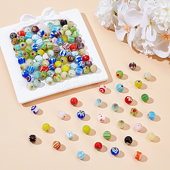 120 Stück handgefertigte runde Millefiori-Glasperlen&nbsp;LAMP-ME0001-10