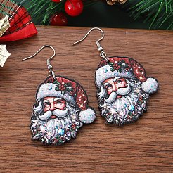 Boucles d'oreilles pendantes en bois imprimé des deux côtés&nbsp;FS-WG7A59A-01