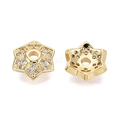 Tappi di perline in zirconia cubica trasparente micro pavé in ottone&nbsp;KK-Q071-13G-02