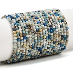 Natürlicher blauer Azurit in Calcitperlensträngen&nbsp;G-P618-3mm-01