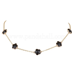 Ensembles collier et bracelet à maillons en verre de fleur de prunier&nbsp;SJEW-JS01293-02