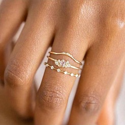 3 bague en alliage de zinc losange avec strass en cristal&nbsp;FS-WG622CD-05