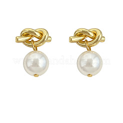 Orecchini pendenti in acciaio inossidabile 304 e perle sintetiche in vetro per donna&nbsp;FS-WG0AE83-01