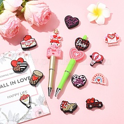15 Stück 15 Stile Valentinstag Lebensmittelqualität Silikon Fokalperlen&nbsp;SIL-YW0002-56