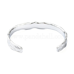 Braccialetti aperti testurizzati in acciaio inossidabile 304 anti-ossidazione per le donne&nbsp;STAS-B068-02P