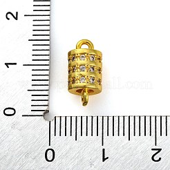 Breloques de connecteur de colonne creuse en laiton micro pavé de zircone cubique transparente&nbsp;KK-A230-05D-G