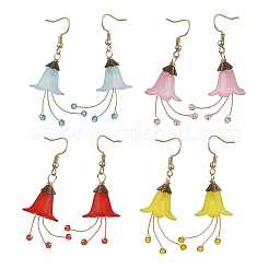 Pendientes colgantes de flores de vidrio y acrílico&nbsp;EJEW-JE06764