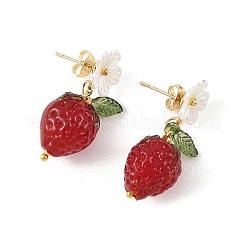 Boucles d'oreilles pendantes artisanales en verre filé et acrylique&nbsp;EJEW-JE07216