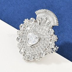 Anelli di polsino in zircone chiaro con micro pavè di ottone&nbsp;RJEW-P155-04D-P
