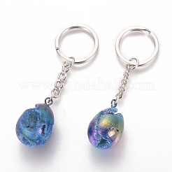 Porte-clés en quartz électrolytique naturel druzy geode quartz&nbsp;KEYC-I111-02P