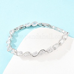 Bracelets de tennis en laiton platine sertis de micro-pavés de zircone cubique&nbsp;BJEW-B160-04P-05