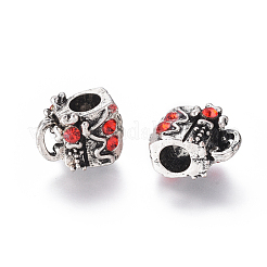 Antikem Silber Ton Legierung Strass European Beads&nbsp;RB-J558-08AS-A