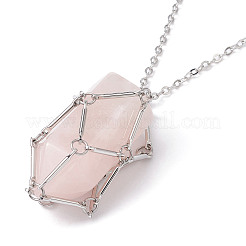 Pochette en macramé en laiton porte-pierre vide pour la fabrication de colliers pendentifs&nbsp;NJEW-JN04445-02