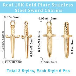 12 Stück 2 Stile 201 & 304 Edelstahlanhänger&nbsp;STAS-CN0001-53