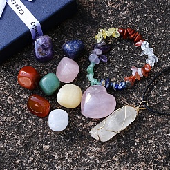 Pietre curative miste naturali incastonate per la meditazione reiki&nbsp;PW-WG90800-01