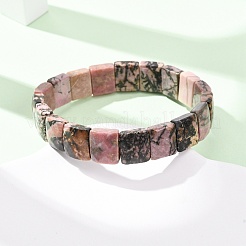 Pulseras elásticas de rodonita natural con cuentas facetadas para mujer&nbsp;BJEW-K251-08I