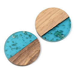 Colgantes de resina transparente y madera de nogal&nbsp;X-RESI-S389-025A-B03