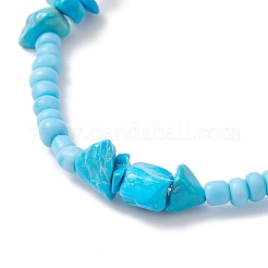 Bracelet extensible en perles de quartz rose naturel et de turquoise synthétique (2 pièce) pour femme&nbsp;BJEW-JB12909