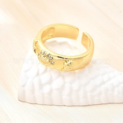 Anillos de puño de latón con micropavé de circonitas cúbicas con temática oceánica para mujer&nbsp;RJEW-F184-17I-G